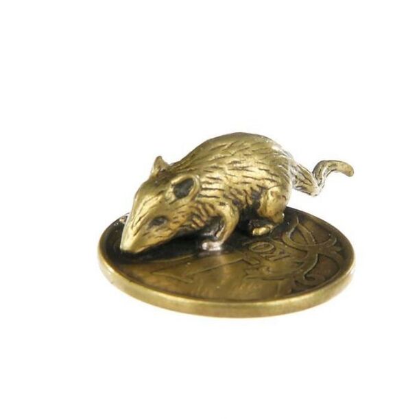 Amuleto de ratón de bolso con moneda para la buena suerte en materia de dinero